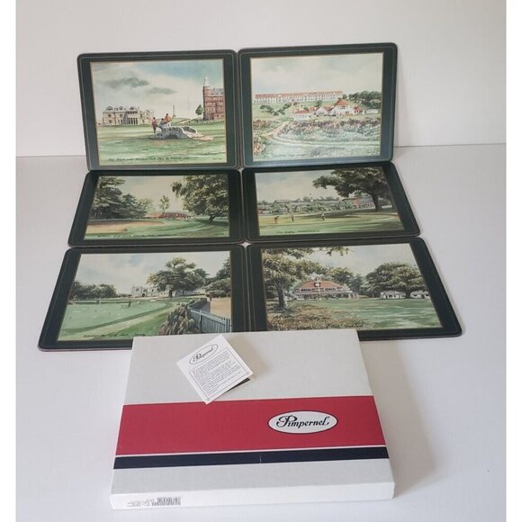 NIB Vintage Pimpernel UK/England Champion Golf Course Collectors Set Placemats 6 - Picture 1 of 16